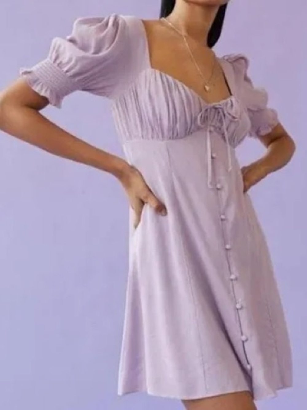 Urban Outfitters Pastel Purple Lavender Cottage Core Milkmaid Dress XS